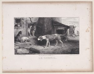 The Kennel, fra serien Hunting Scenes, 1829. af Alexandre Gabriel Decamps
