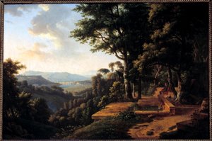 Filosoffen Jean Jacques Rousseau (1712-1778) mediterer i 1770 i Parc de la Rochecordon nær Lyon Maleri af Alexandre Hyacinthe Dunouy (1757-1841) 1700-tallets Paris, Musee Marmottan