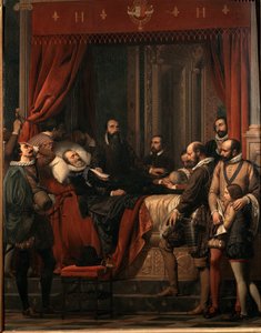 Henry IV, konge af Frankrigs død, hans lig udstillet på Louvre-maleriet af Alexandre Hesse (1806-1879)