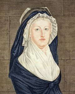 Marie Antoinette (1755-93) ved portneren, efter et maleri af Alexandre Kucharski (1741-1819) - Portræt af dronning Marie Antoinette (1755-1793) ved Concierge-gravering efter maleriet af Alexandre Kucharski (1741-1819)
