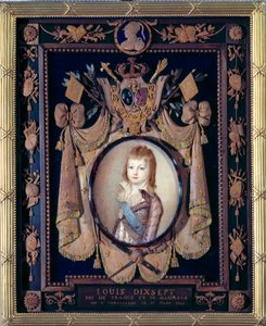 Portræt af delfinen Ludvig XVII (1785-1795). Miniaturemaleri på elfenben af Alexander Kucharski (1741-1819)