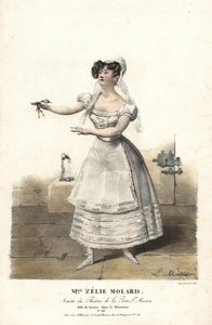 Danser Miss Zelie Molard og Louise i Le Deserteur af Francois-Alexis Blache Jr., koreograferet af Dauberval, Theatre de la Porte St. Martin af Alexandre Marie Colin