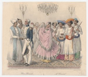 Une Nautch, fra 24 plader illustrerende for hinduistiske og europæiske manerer i Bengal,..., 1832 af Alexandre Marie Colin