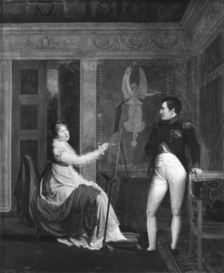 Marie Louise (1791-1847) fra Habsbourg Lorraine maler et portræt af Napoleon I (1769-1821) af Alexandre Menjaud