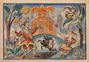 Illustration til War of Petrushka og Stepka-Rastrepka af Evgeni Schwartz, 1925 af Alexei Alexandrovich Radakov