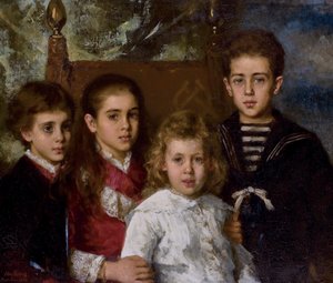 Portræt af børnene af Paul Pavlovich Demidoff, 2. prins af San Donato 1839-1885, Avrora, A af Alexei Alexeyevich Harlamov