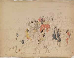 Møde mellem Maharaja Sher Singh fra Punjab og den britiske ambassadør Clark i 1842, 1842 af Alexei Dmitriyevich Saltykov