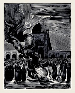 Befrielsen af muslimske kvinder. Burning the Veil, 1928 af Alexei Ilyich Kravchenko