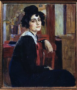 En franskkvinde (En franskkvinde). Maleri af Alexei Mikhaylovich Korin (Korine) (1865-1923), olie på lærred af Alexei Mikhailovich Korin