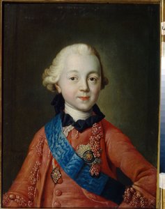 Portræt af storhertug Pavel Petrovich Romanov (1754-1801) som barn. Han vil blive zar af Rusland under navnet Paul I. (Portræt af storhertug Pavel Petrovich som barn). Maleri af Alexei Petrovich Antropov (1716-1795)