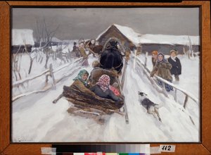 Kane under fastelavn (Kørsel under fastelavn) - Maleri af Alexei Stepanovich Stepanov (1858-1923), olie på lærred
