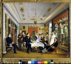 Te-fanen. Maleri af Voloskov Alexey Yakovlevich (1822 - 1882) af Alexei Yakovlevich Voloskov