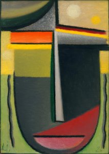 Abstrakt hoved: Indvendigt ser grønt - guld ud af Alexej von Jawlensky