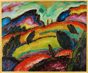 Huegel - Hill (olie på pap) af Alexej von Jawlensky