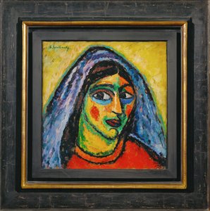 Manola med violet slør (pap) af Alexej von Jawlensky