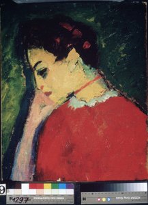 "Portræt af en kvinde" Maleri af Alexei von Javlensky (Alexi von Jawlensky, Alexej von Javlenski) (1864-1941) 1909 Statens Usbekistan Kunstmuseum, Tashkent af Alexej von Jawlensky