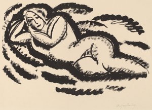 Liggende nøgen, ca. 1912 (litografi i sort på lagt papir)