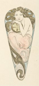Miniatureprojekt til vedhæng til en stor overdelspænd, ca. 1900. af Alfons Marie Mucha