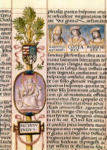 Portræt af Flavius ​​​​Recceswinth, kongen af ​​vestgoterne i Spanien fra 653 til hans død i 672, miniature i "Slægtsbogen over Spaniens konger" af Alfonso de Cartagena