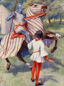 Det glade England: En ung ridder (farvelitografi)