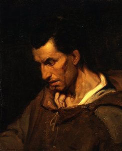 En galning med vrangforestillinger klædt ud som munk (olie på lærred) af Alfred (attr. to) Dehodencq