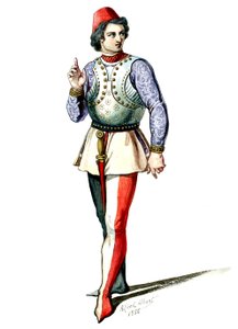 Halévy - La magicienne - kostumemodeller af Alfred Albert - 04. Ecuyer, mandligt kor (retoucheret)