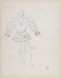 Halévy - La magicienne - kostumemodeller af Alfred Albert - 17 (Réné), M. Gueymard, 3. kostume, 3. og 4. akt af Alfred Albert