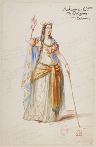 Halévy - La magicienne - kostumemodeller af Alfred Albert - 19. Mélusine, grevinde af Lusignan, 1. kostume