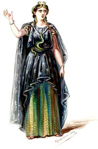 Halévy - Tryllekunstneren - kostumemodeller af Alfred Albert - 20. Mélusine, 2. kostume (retoucheret)