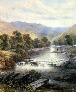 En lystfisker i en floddal af Alfred Augustus (after) Glendening