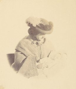[Vignetteret portræt, kvinde, der holder en baby], 1850