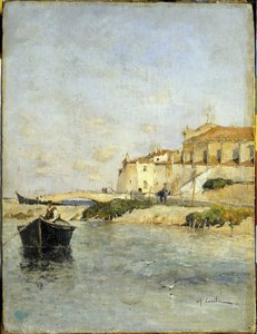 Fiskerlejet. Maleri af Alfred Casile (1848-1909). Limoux, Musee Petiet. af Alfred Casile