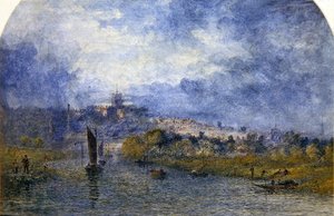 Sunset Over Norwich (akvarel på papir) af Alfred Dawson