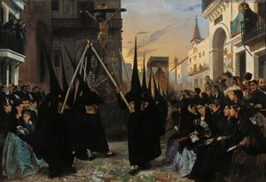Processionen langs Genova Street af Alfred Dehodencq