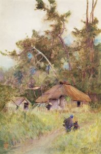 A Stormy Day in Japan, ca. 1889 (akvarel på papir) af Alfred East