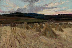 Harvesters at Sunset (olie på lærred)