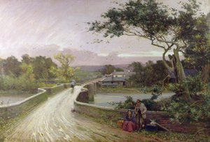 Newby Bridge, Windermere (olie på lærred) af Alfred East