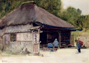 Tea-house i landsbyen Hakone, ca. 1889 (wc & blyant på papir)