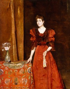 Elegant Lady Holding a Fan, 1893 af Alfred Emile Stevens