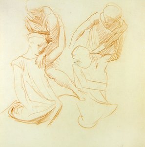 Figurstudier, ca. 1845 (rødt kridt på papir) (se 366414 for recto)