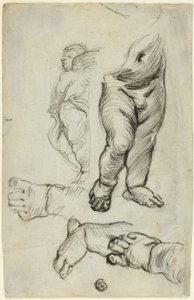 Skitser af putti (recto); studie til ornament (verso)