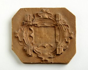 Maquette til en ottekantet plak (forgyldt gips)