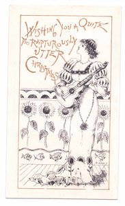 Victoriansk lykønskningskort af en æstetiker, der spiller en violin, ca. 1881 (monokrom) af Alfred Gray
