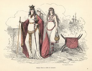 Clotilde, Frankernes Dronning, i ceremoniel dragt, 5. århundrede. af Alfred Grevin