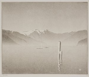 Comosøen (akvatint) af Alfred Hartley