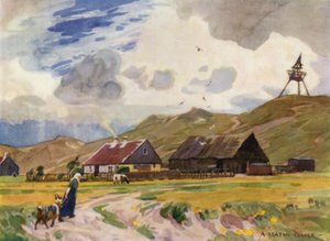 Danmark: Gamla Skagen (farve litho) af Alfred Heaton Cooper