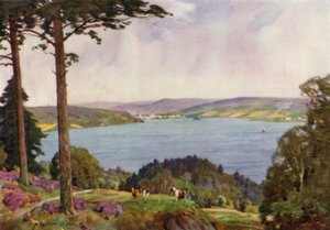 Denmark: Vejle Fiord, South Jutland (colour litho) af Alfred Heaton Cooper
