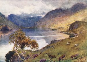 Lake District: Crummock Water og Buttermere (farvelitografi) af Alfred Heaton Cooper
