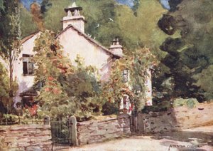 Lake District: Dove Cottage, Grasmere (farvelitografi) af Alfred Heaton Cooper