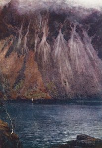 Lake District: Wastwater Screes (farvelitografi) af Alfred Heaton Cooper